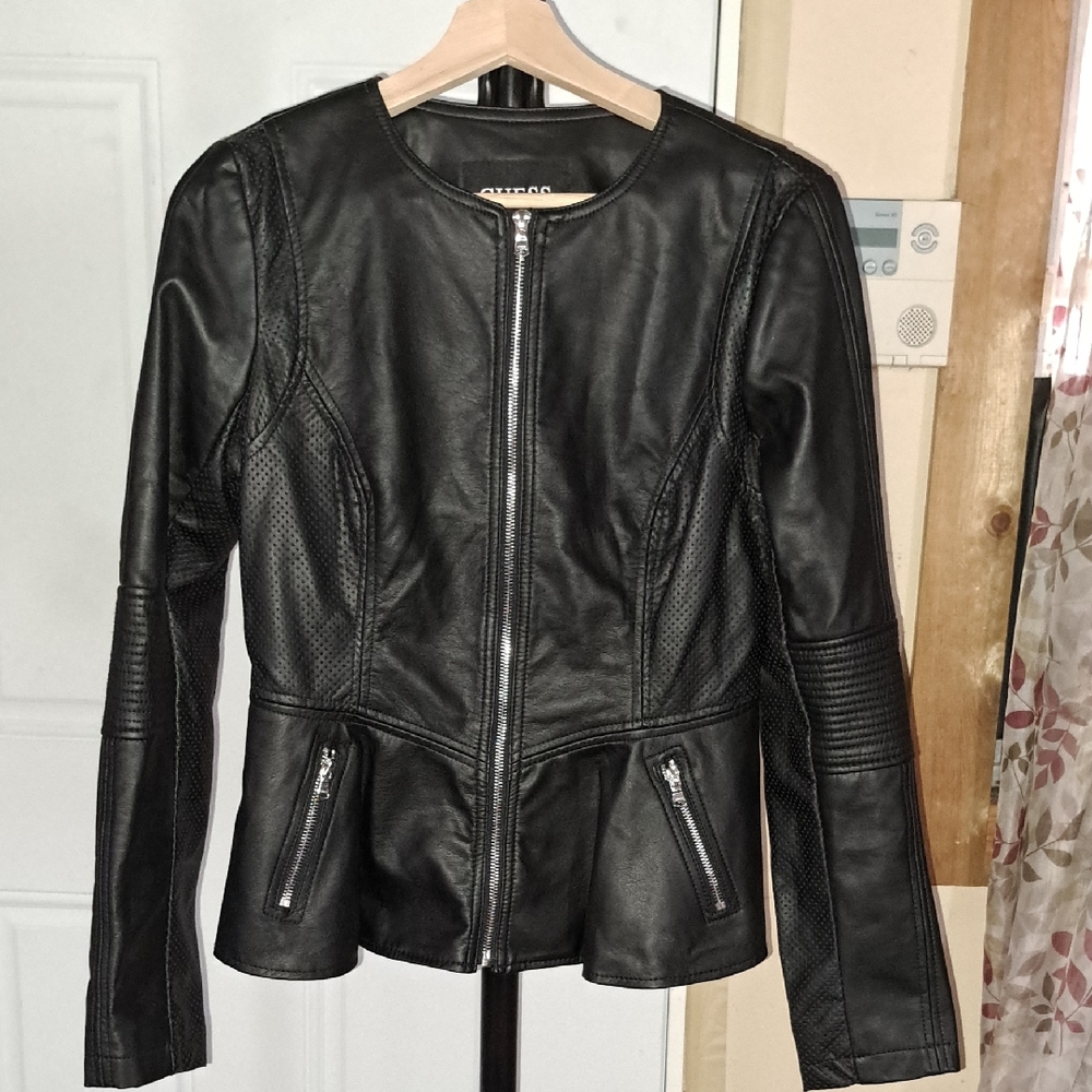 Guess Women's Sleek Black Leather Jacket